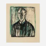 Edvard Munch, Professor Kristian Schreiner, 1928, lithograph printed in green and black