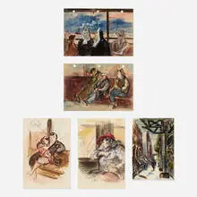 Cecil Bell, Five Works, watercolor on paper