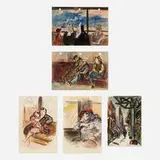 Cecil Bell, Five Works, watercolor on paper