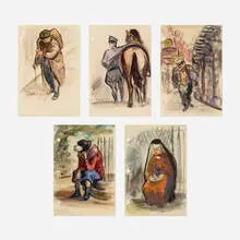Cecil Bell, Five Works, watercolor on paper