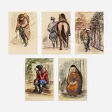 Cecil Bell, Five Works, watercolor on paper