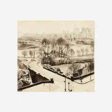 Charles Sheeler, View of Central Park, 1932, conté crayon on paper