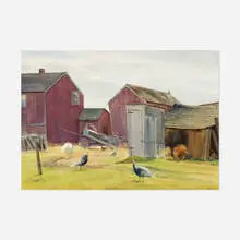 Alexander Farnham, Turkey Farm, c. 1957, watercolor on paper