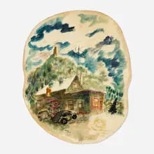 Charles Ward, Shea's Tower Tavern, Bowman's Hill, New Hope, oil on canvas laid to Masonite