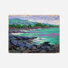 Harry Leslie Hoffman, Indefatigable Island, Galapagos, 1956, oil on board