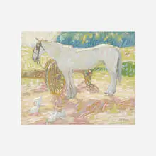 The Carriage Horse by Mildred Bunting Miller, watercolor, gouache, oil and graphite on paper, sold Dec 2021