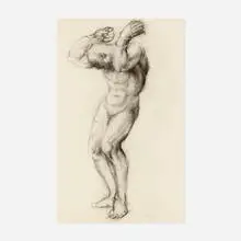 John R. Grabach, Figure Study, charcoal on paper