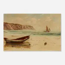 19th Century, Untitled (Boats by the Shore), 1897, oil on canvas
