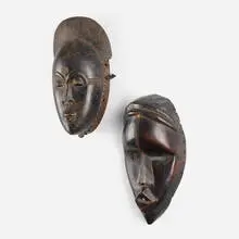 Baule artists, Masks, set of two, carved wood