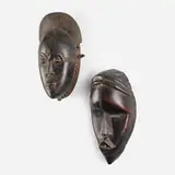 Baule artists, Masks, set of two, carved wood