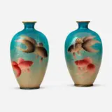 Hayashi Kodenji, Vases with swimming goldfish, pair