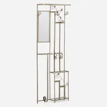 Art Déco, Hall tree, c. 1930, patinated steel, marble, mirrored glass