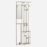 Art Déco, Hall tree, c. 1930, patinated steel, marble, mirrored glass