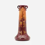 Le Verre Français, Tall vase with stylized chestnut branches, c. 1925, cameo glass