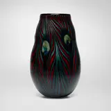 Charles Lotton, Bing Cherry Peacock Feather vase
