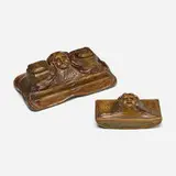 Leo Ischa, Transitional Art Deco double inkwell and rocker blotter