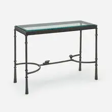 Tom Corbin, Console table, c. 1990, patinated bronze, glass