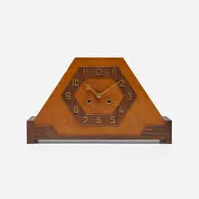 Mauthe, Art Deco mantel clock, c. 1925, oak, rosewood, brass