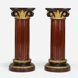 Neoclassical Style, Corinthian pedestals, pair, lacquered and stained mahogany, gilding
