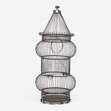 Monumental bird cage by Victorian Revival, enameled iron, sold May 2024