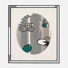 Roy Lichtenstein, Water Lilies (Pink Flower), 1992, screenprinted enamel on processed and swirled stainless steel, with painted and routered relief wood frame