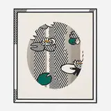 Roy Lichtenstein, Water Lilies (Pink Flower), 1992, screenprinted enamel on processed and swirled stainless steel, with painted and routered relief wood frame