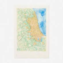 Chicago Stuffed with Numbers by Claes Oldenburg, 1977, lithograph on paper, sold Feb 2015