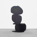Alan Siegel, Zen Garden chair, 1984, carved and painted wood with incised and hand-painted decoration