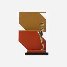 Abstract Variation Manscape by Ernest Trova, 1984, enameled steel, bronze, acrylic, sold Feb 2015