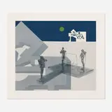Ernest Trova, Study/Falling Man (Green Sun), 1978, etching and aquatint on paper