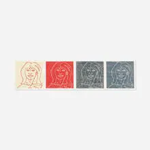 Corrine (Four Faces) by Alex Katz, 1990, woodcut on Mulberry paper, sold Feb 2015