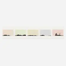 Betsy Kaufman, Five Views of Five Landscapes, 1987, iridescent acrylic on canvas