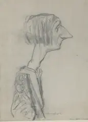 Joseph Simpson, Untitled, charcoal 45 x 30.7cm Dame Edith Louisa Sitwell (1887-1964)