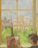 Richard Eurich R A, Untitled, oil on card 27 x 22.5cm .