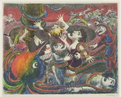 Frederick Gore, Untitled, pen and ink and watercolour 32.5 x 40cm .