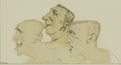 Untitled by Peter Howson, pen and ink on paper cut-outs stuck down 11.5 x 19.8cm ., sold Oct 2019
