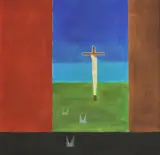 Craigie Aitchison, Untitled, oil on canvas 60.5 x 60.5cm .