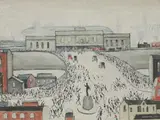 Untitled by L. S. Lowry, Laurence Stephen Lowry RA (1887-1976) 'STATION APPROACH' Limited edition print in colours, sold Oct 2019
