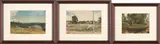 American School, A Set of Three Connecticut Landscapes of Farmlands, a Country Bridge, and a Church Spire, watercolor on paper