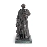 Bessie Potter Vonnoh, Motherhood, bronze with dark brown patina on a green marble plinth
