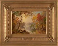 Jasper Francis Cropsey, Lake Wawayanda, oil on canvas mounted to board