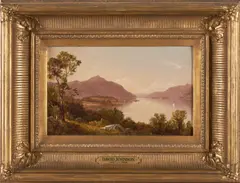 David Johnson, View of Lake George, oil on artist board
