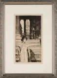 James Tissot, Le Portique de la Galerie Nationale a Londres edition about 100, etching and drypoint on paper