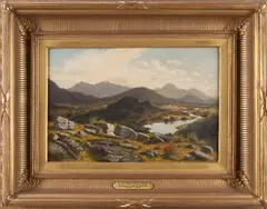 John Lee Fitch, In the Mountains, Tyrol, oil on canvas laid to Masonite