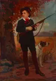 Germaine de Saint-Denis, A young huntsman with his hound, oil on canvas