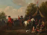 Dutch School, A military encampment, oil on panel