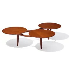 Ace-Hi Prelude, Triple Disc Coffee Table, attributed to Greta Magnusson Grossman, walnut, with Prelude label to underside