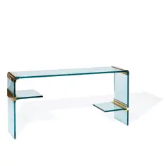 Leon Rosen, Waterfall Console, for PACE, glass and brass