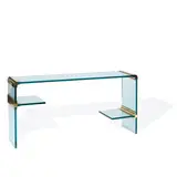 Leon Rosen, Waterfall Console, for PACE, glass and brass