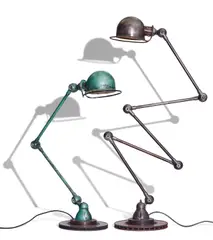 Jieldé, Floor Lamp and Desk Lamp, iron and aluminum, floor lamp with maker's oval metal tag